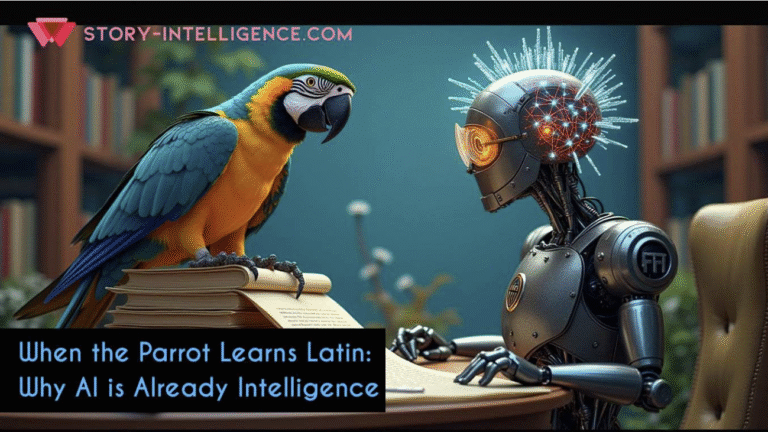 Inteligência Funcional Da Ia - Quando O Papagaio Aprende Latim: Por Que A Ia Já É (Algum Tipo De) Inteligência, Queira O Prof. Thierry Ou Não. 15 Um Papagaio Inteligente Sobre Um Livro Em Latim, Simbolizando A Inteligência Funcional Da Ia Que Vai Muito Além Da Mera Imitação Do &Amp;Quot;Papagaio Estocástico&Amp;Quot;.
