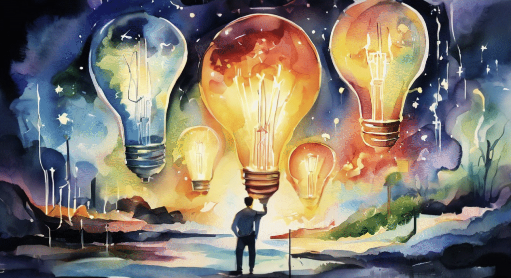 Ilustração do cérebro humano em sinergia com uma interface digital, representando o líder criativo na era IA, que utiliza a tecnologia para formular perguntas e ampliar a inovação.
