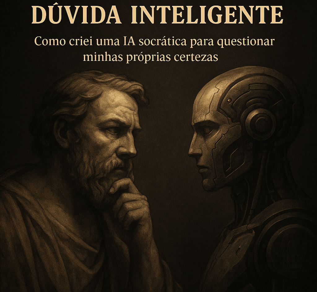 A Arte Perdida Da Dúvida Inteligente 1 Ilósofo De Aparência Clássica Encara Uma Inteligência Artificial Humanoide Em Estilo Chiaroscuro, Representando Um Diálogo Profundo Entre Razão Humana E Lógica Algorítmica.