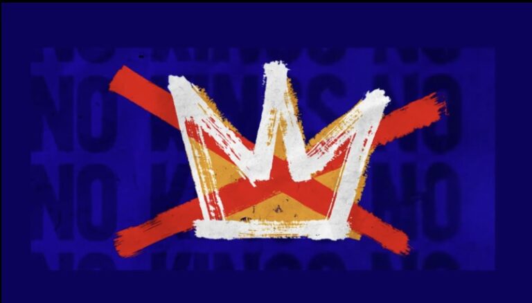 No Kings: Quando As Ruas Se Lembram Do Espírito Democrático 7 Ilustração De Uma Coroa Riscada, No Estilo De Um Grafite, Com A Frase &Amp;Quot;No Kings&Amp;Quot; Ao Fundo, Simbolizando A Rejeição Ao Autoritarismo E A Defesa Do Espírito Democrático.